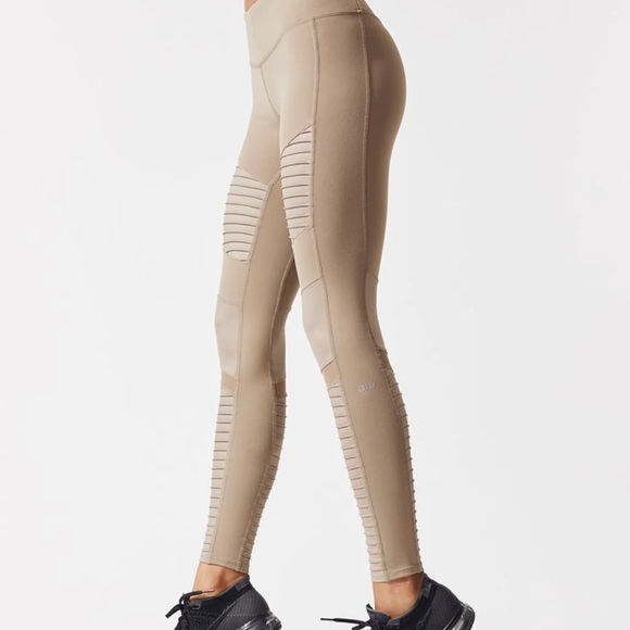 Alo Taupe Moto Leggings - Picture 1 of 6